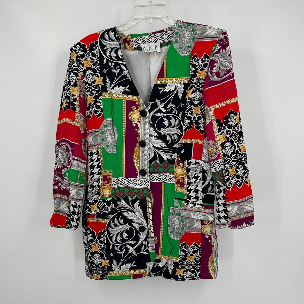Womens Vintage Baroque Patchwork Blazer Size‎ 10 Jacket Indie Artsy Maximalist